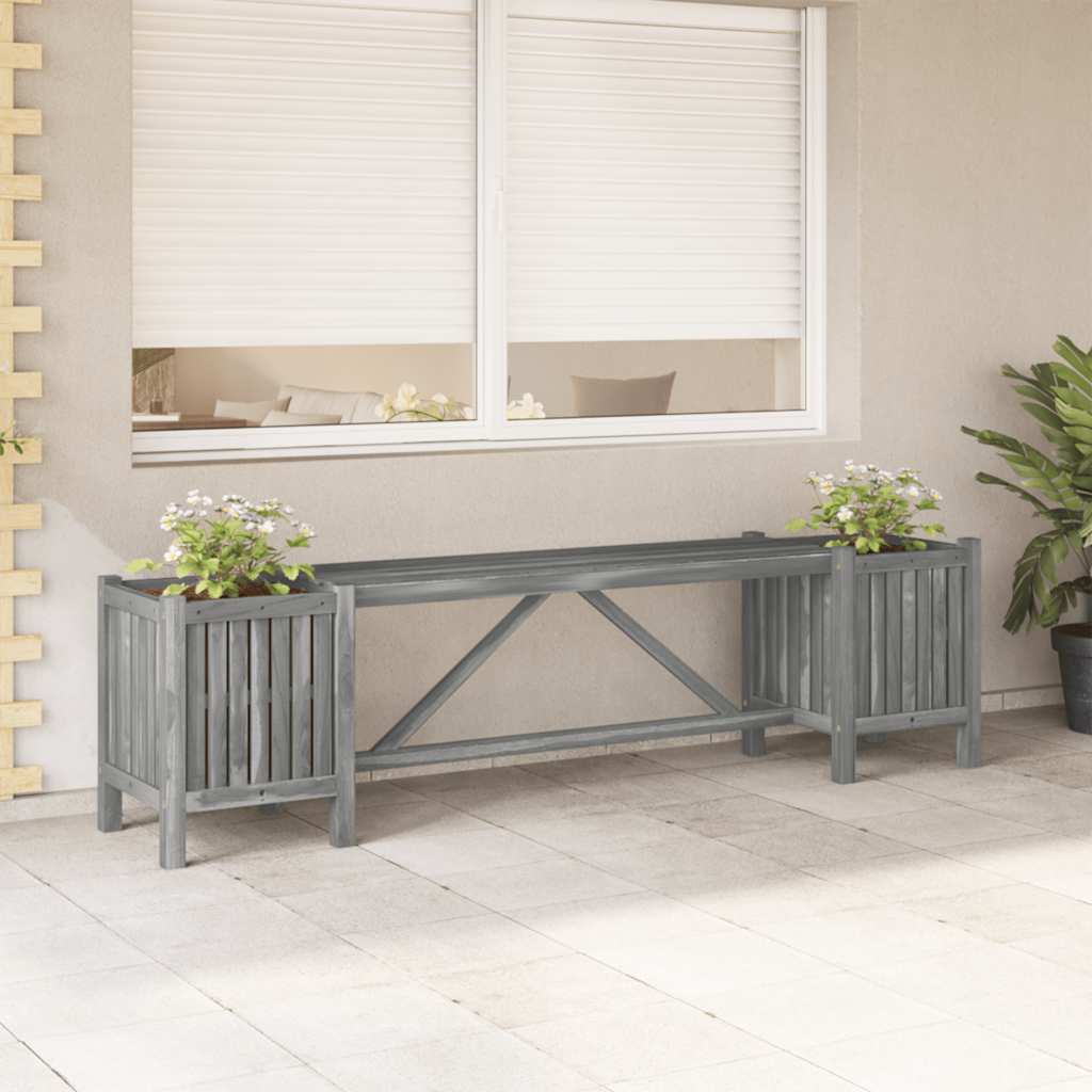 Banco De Jardín Con 2 Jardineras Madera De Acacia 150 Cm