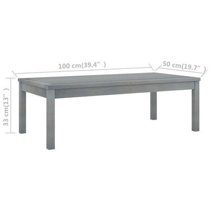 Mesa De Centro De Madera Maciza De Acacia Gris 100X50X33 Cm