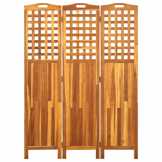 Biombo De 3 Paneles Madera Maciza De Acacia