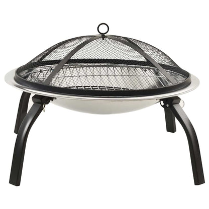 Brasero Y Barbacoa 2 En 1 Atizador Acero Inoxidable 56X56X49 Cm