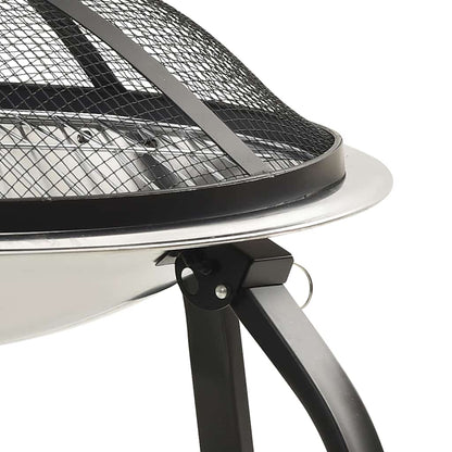Brasero Y Barbacoa 2 En 1 Atizador Acero Inoxidable 56X56X49 Cm