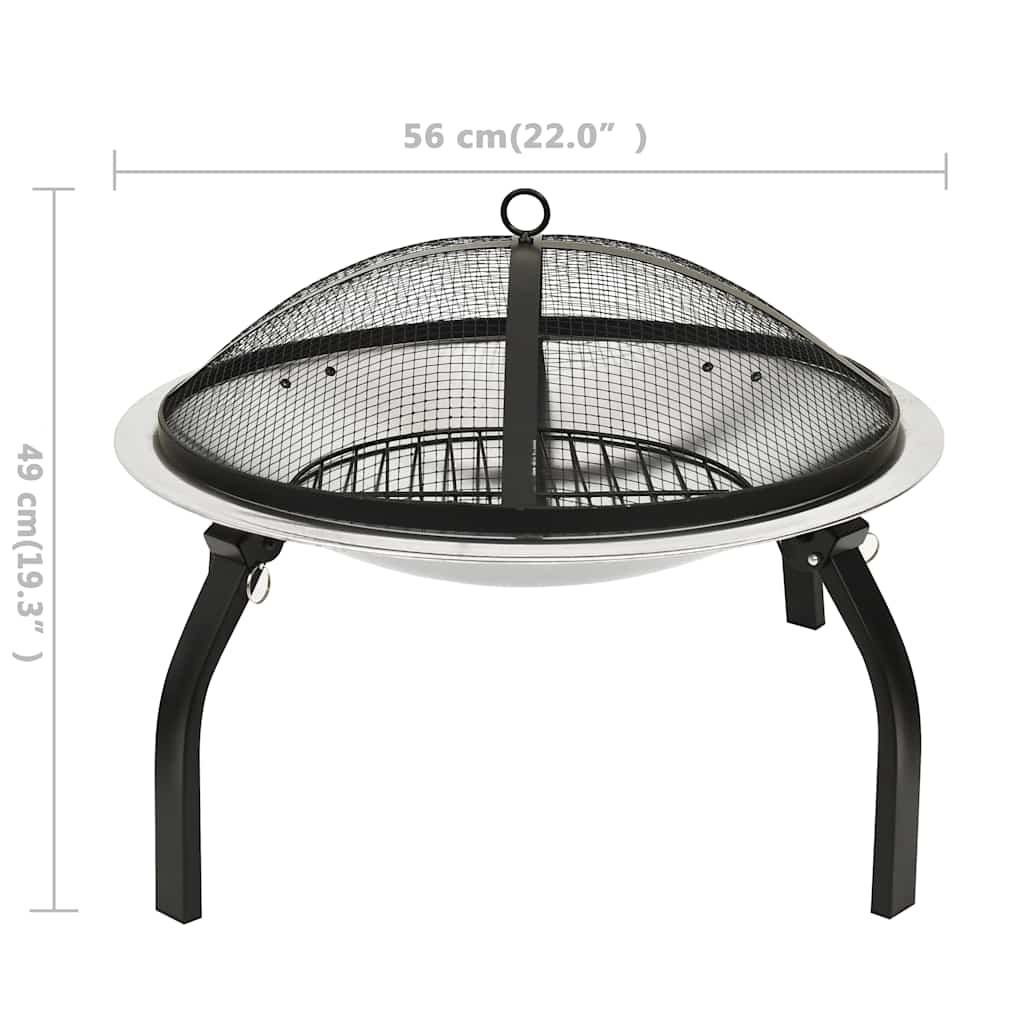 Brasero Y Barbacoa 2 En 1 Atizador Acero Inoxidable 56X56X49 Cm