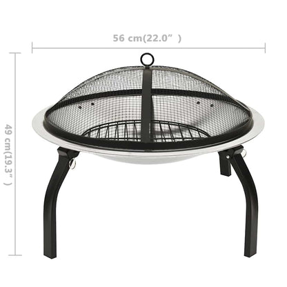 Brasero Y Barbacoa 2 En 1 Atizador Acero Inoxidable 56X56X49 Cm