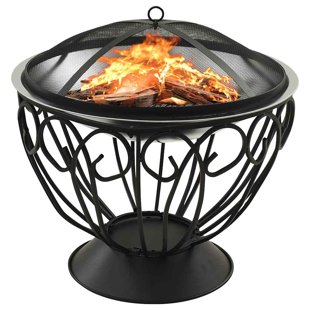 Brasero Y Barbacoa 2 En 1 Atizador Acero Inoxidable 59X59X60 Cm