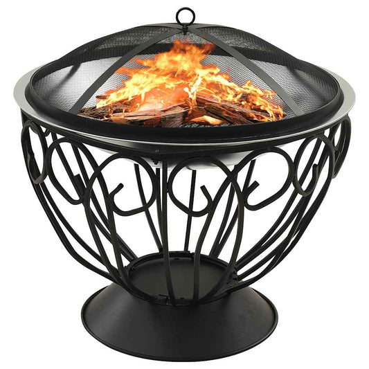 Brasero Y Barbacoa 2 En 1 Atizador Acero Inoxidable 59X59X60 Cm