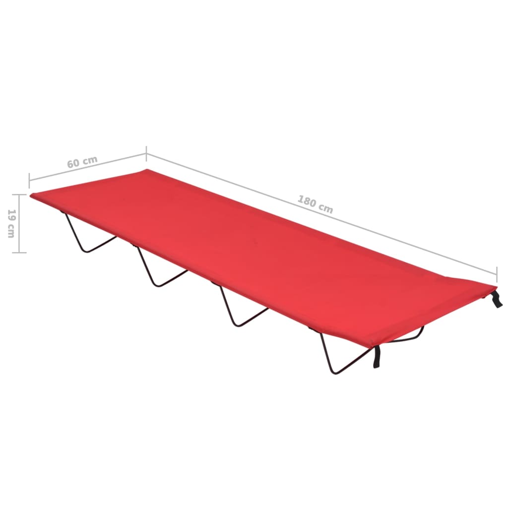 Cama De Camping Tela Oxford Y Acero Roja 180X60X19 Cm