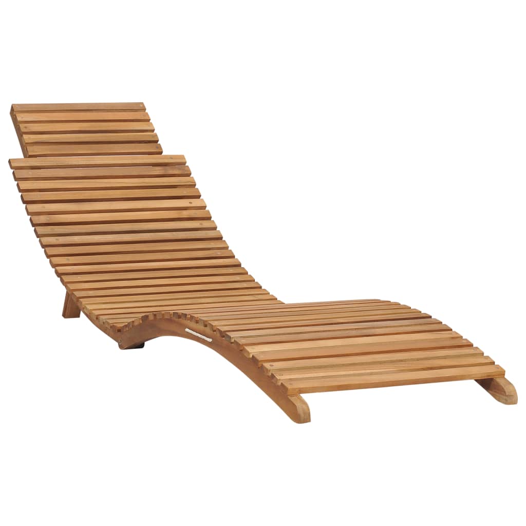 Tumbona Plegable Con Mesa De Madera Maciza De Teca