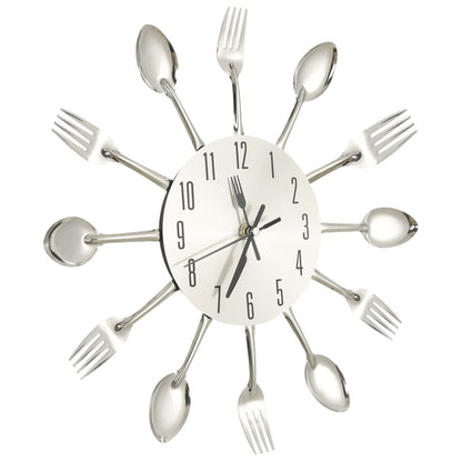 Reloj De Pared Diseño Cuchara Y Tenedor Plateado 31 Cm Aluminio