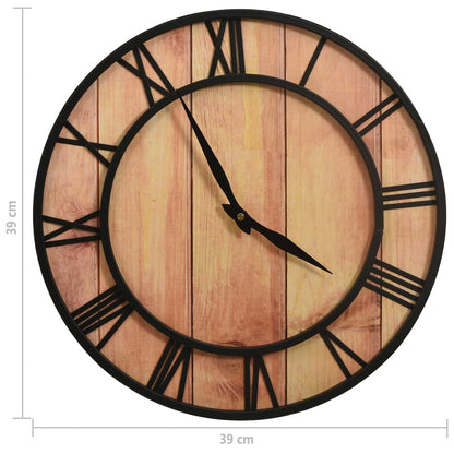 Reloj De Pared Mdf Y Hierro Marrón Y Negro 39 Cm
