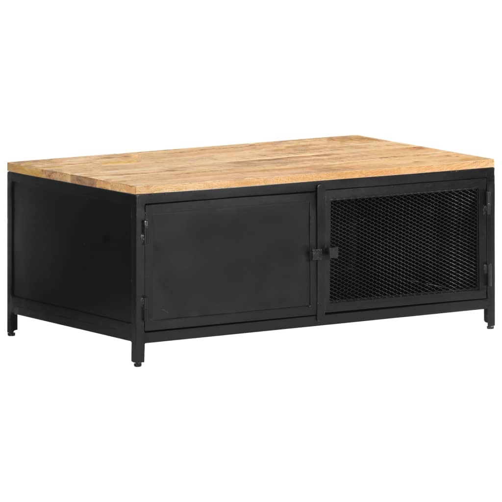 Mesa De Centro De Madera Maciza De Mango Rugosa 90X50X37 Cm