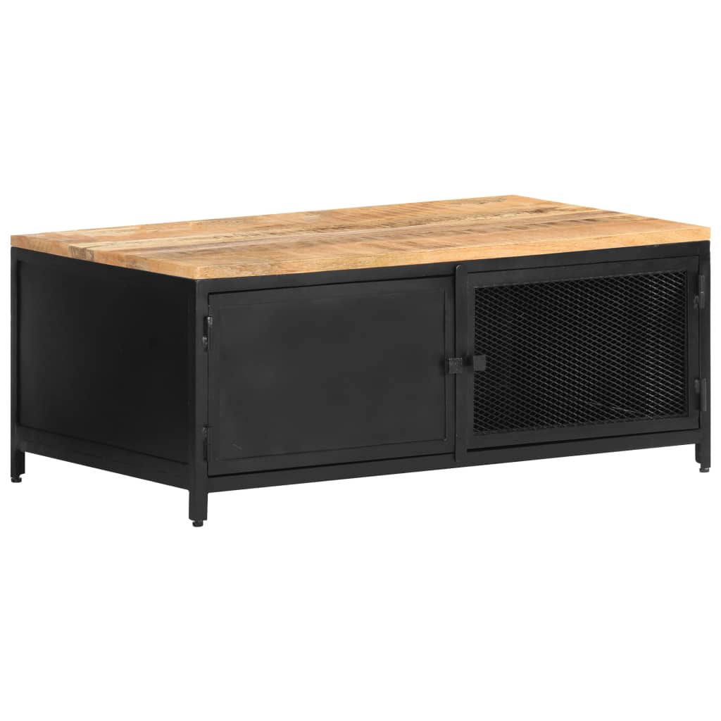 Mesa De Centro De Madera Maciza De Mango Rugosa 90X50X37 Cm