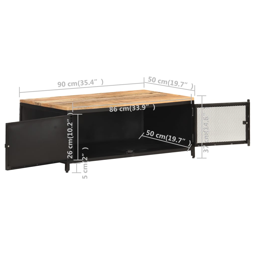 Mesa De Centro De Madera Maciza De Mango Rugosa 90X50X37 Cm