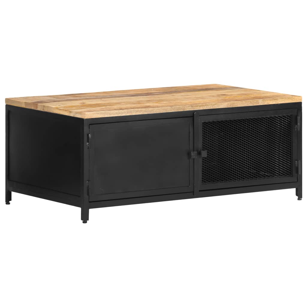 Mesa De Centro De Madera Maciza De Mango Rugosa 90X50X37 Cm
