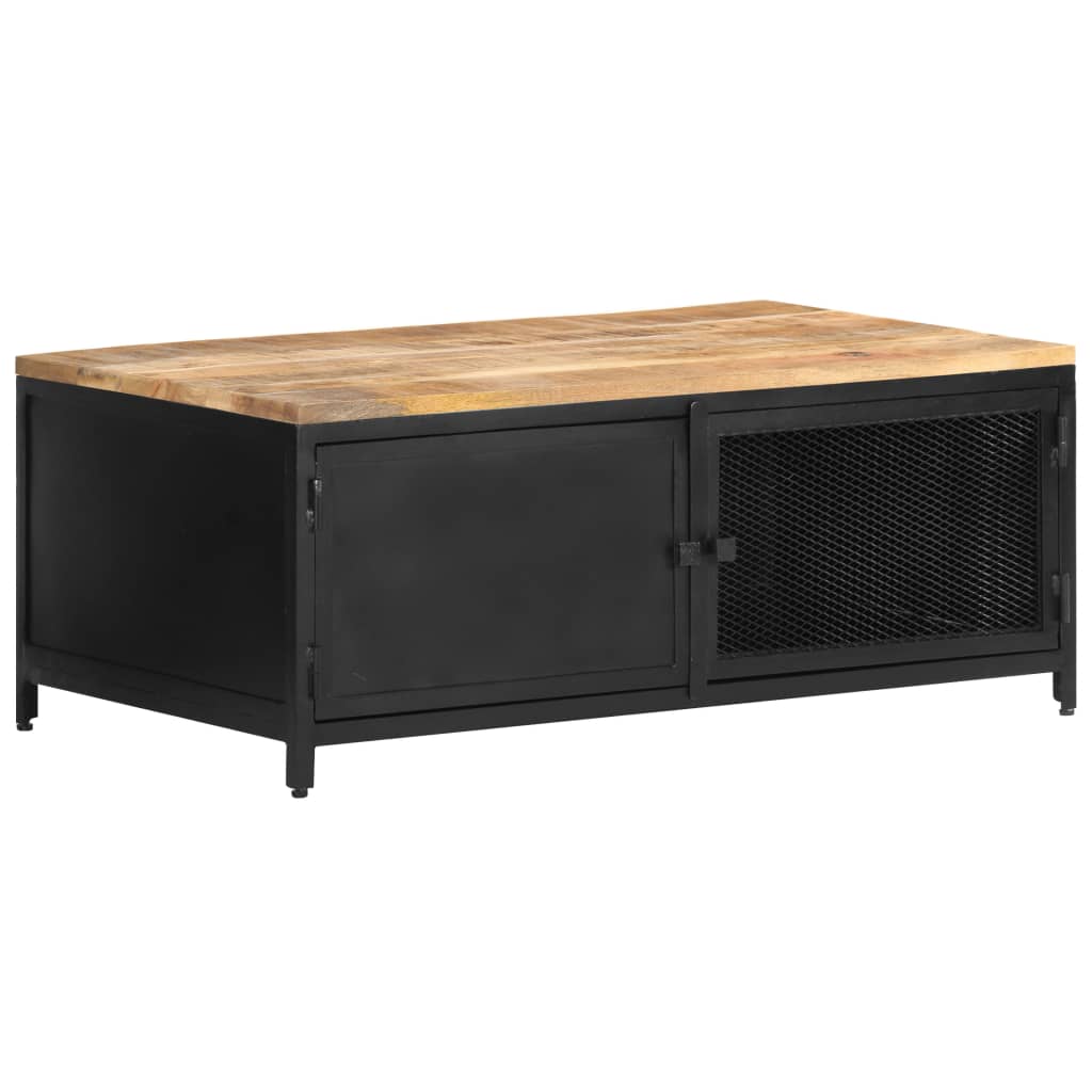Mesa De Centro De Madera Maciza De Mango Rugosa 90X50X37 Cm