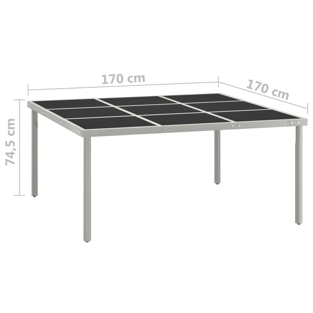 Mesa De Comedor De Jardín Acero Y Vidrio 170X170X74,5 Cm