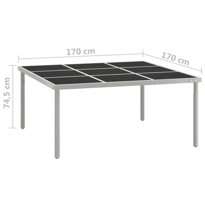Mesa De Comedor De Jardín Acero Y Vidrio 170X170X74,5 Cm