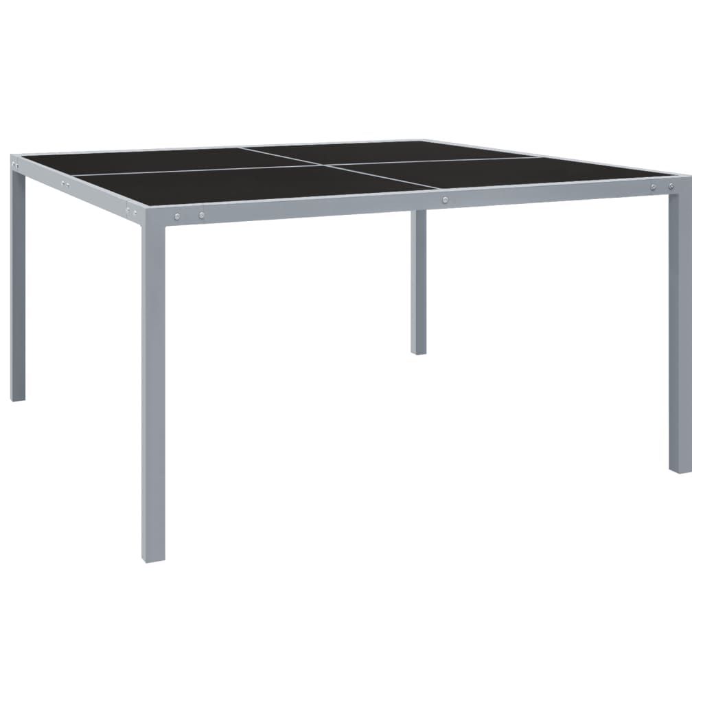 Mesa De Jardín De Acero Y Vidrio Gris 130X130X72 Cm