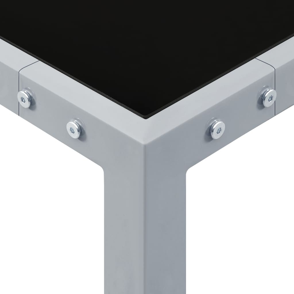 Mesa De Jardín De Acero Y Vidrio Gris 130X130X72 Cm