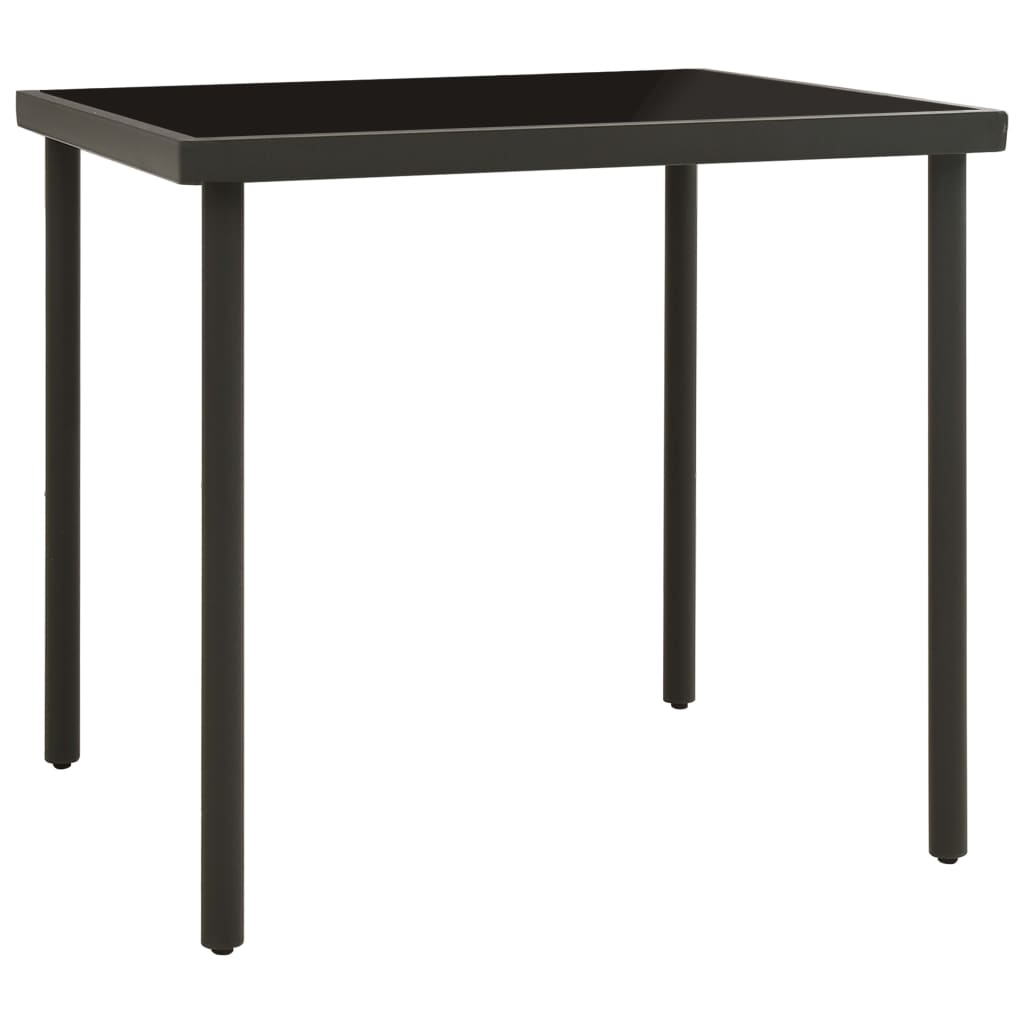 Mesa De Comedor Jardín Vidrio Y Acero Gris 80X80X72Cm