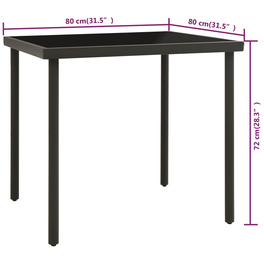 Mesa De Comedor Jardín Vidrio Y Acero Gris 80X80X72Cm