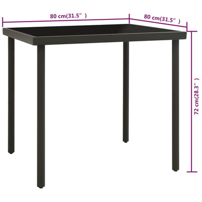Mesa De Comedor Jardín Vidrio Y Acero Gris 80X80X72Cm
