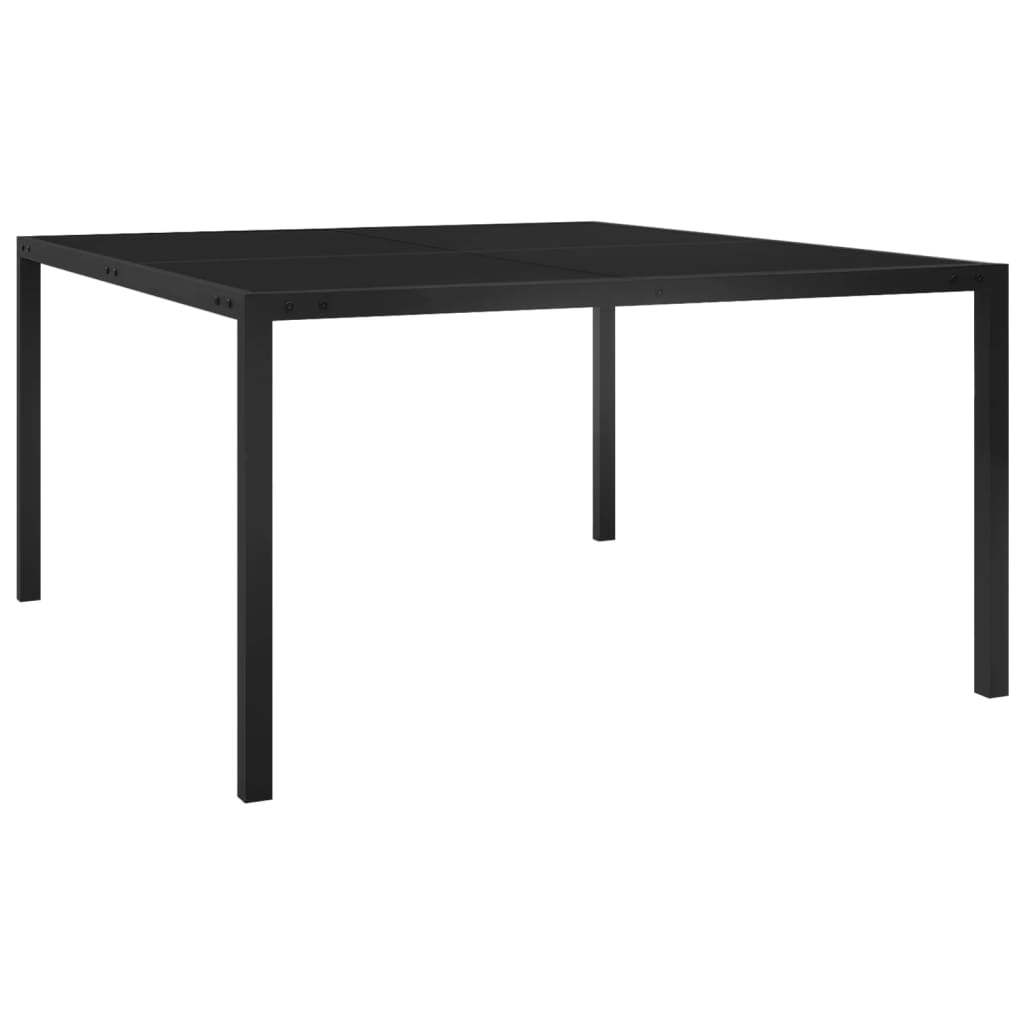Mesa De Jardín De Acero Y Vidrio Negra 130X130X72 Cm