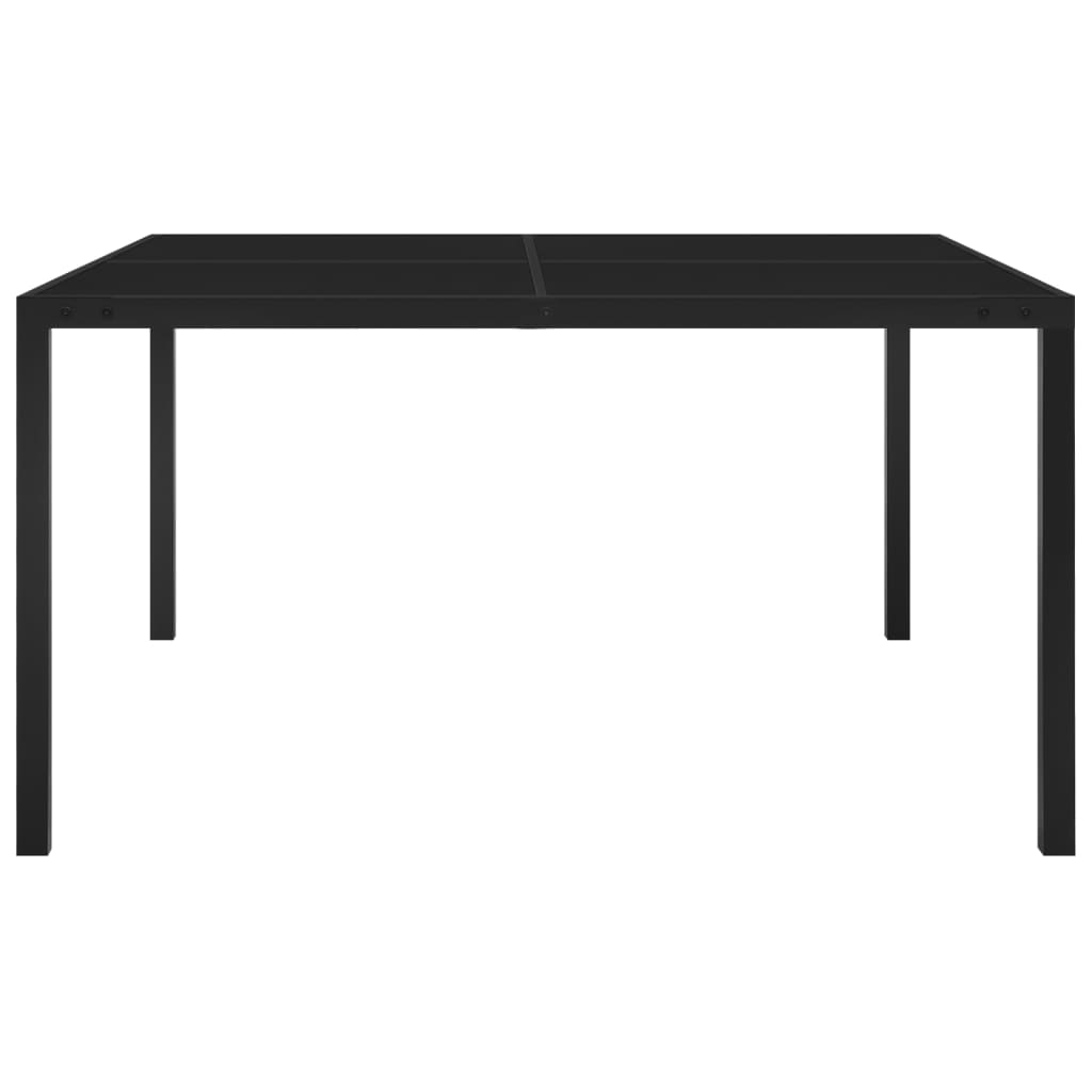 Mesa De Jardín De Acero Y Vidrio Negra 130X130X72 Cm