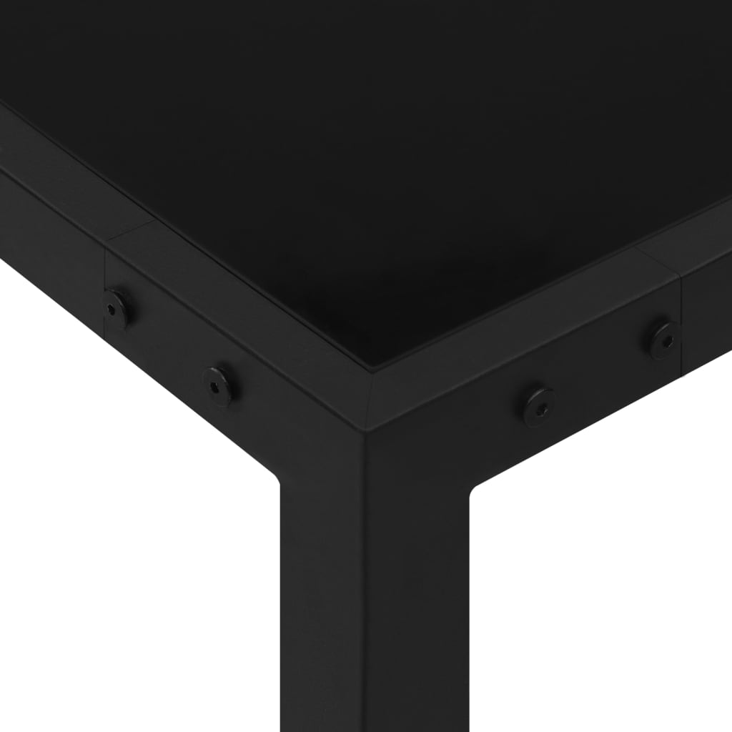 Mesa De Jardín De Acero Y Vidrio Negra 130X130X72 Cm