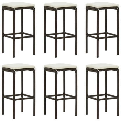 Taburetes De Cocina Con Cojines 2 Uds Ratán Sintético
