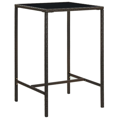 Mesa Alta De Jardín Ratán Sintético Y Vidrio