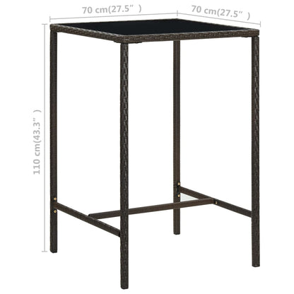 Mesa Alta De Jardín Ratán Sintético Y Vidrio