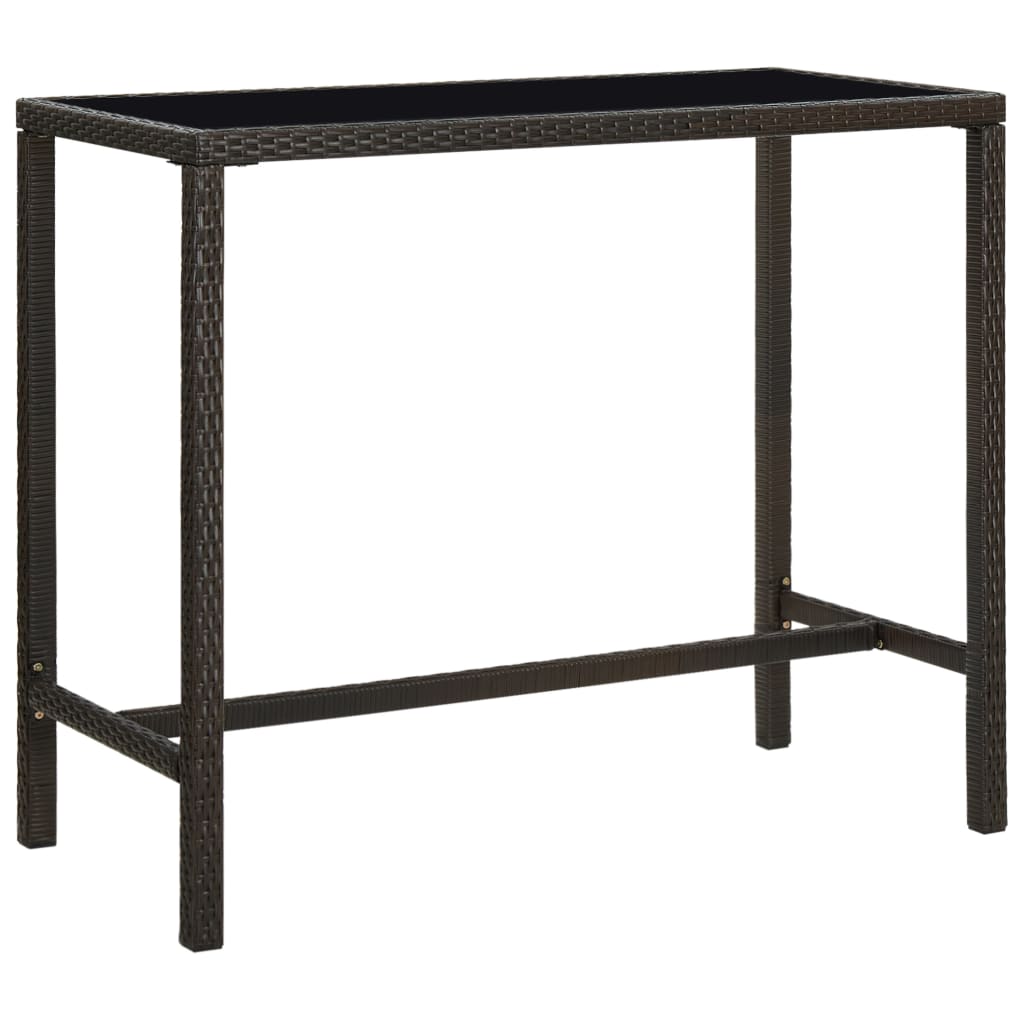 Mesa Alta De Jardín Ratán Sintético Y Vidrio