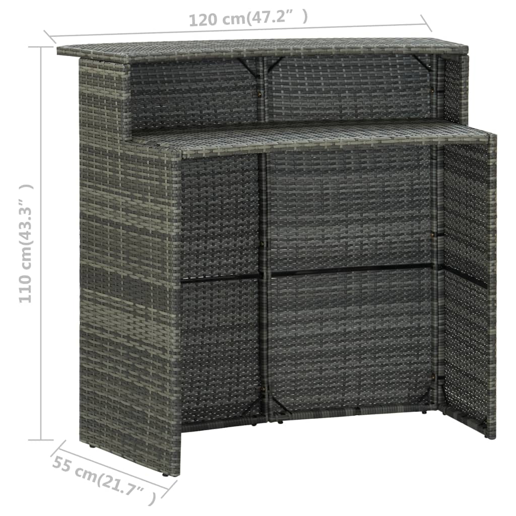 Mesa Alta De Jardín Ratán Sintético 120X55X110 Cm