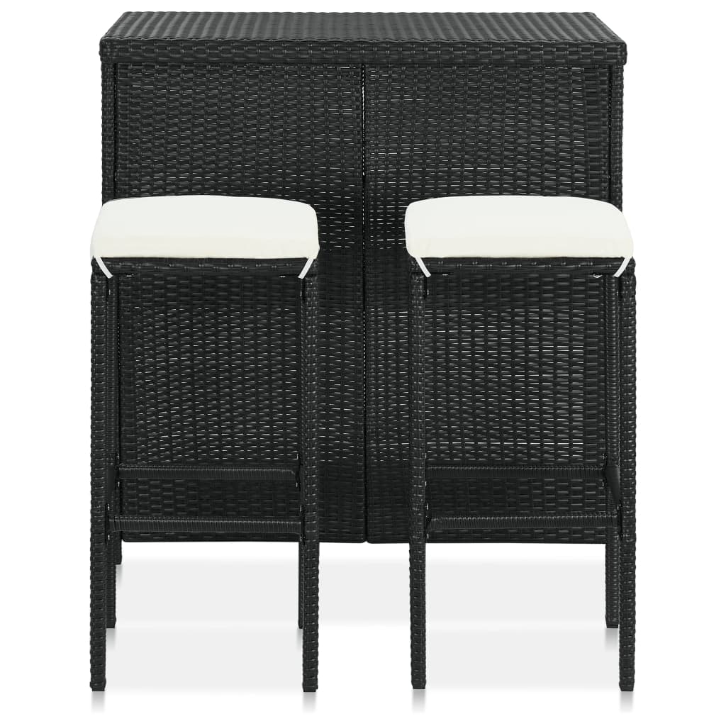 Set Mesa Y Sillas De Bar Jardín 3 Piezas Ratán Sintético