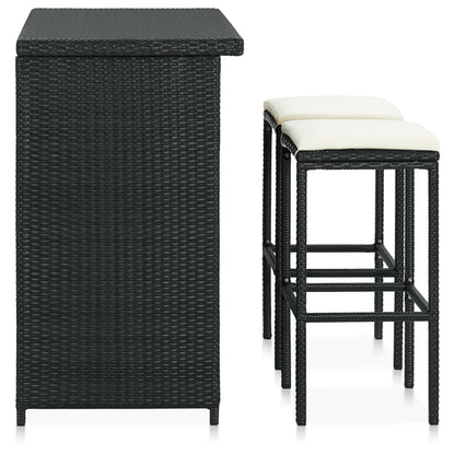 Set Mesa Y Sillas De Bar Jardín 3 Piezas Ratán Sintético