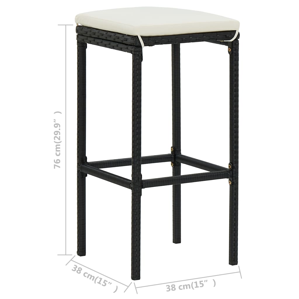 Set Mesa Y Sillas De Bar Jardín 3 Piezas Ratán Sintético