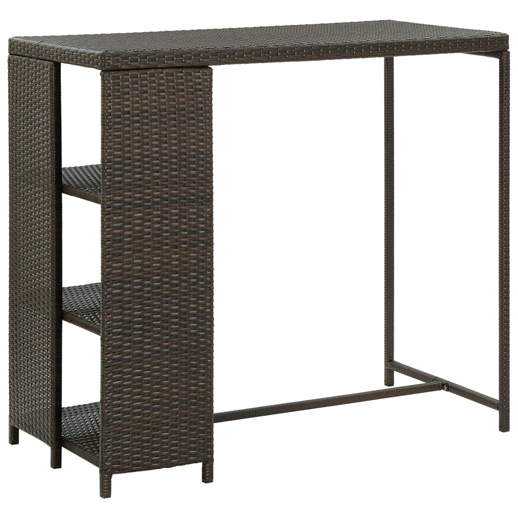 Mesa Bar Estante Almacenaje 120X60X110 Cm Ratán Sintético Gris