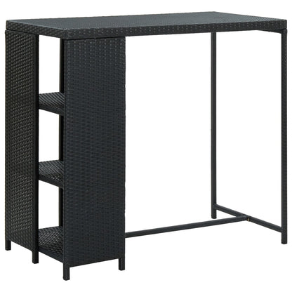 Mesa Bar Estante Almacenaje 120X60X110 Cm Ratán Sintético Gris