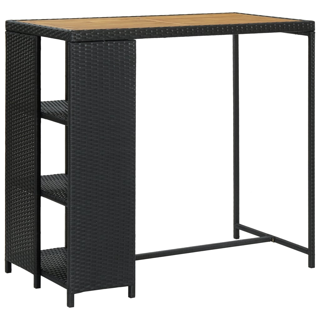 Mesa Bar Estante Almacenaje 120X60X110 Cm Ratán Sintético Gris