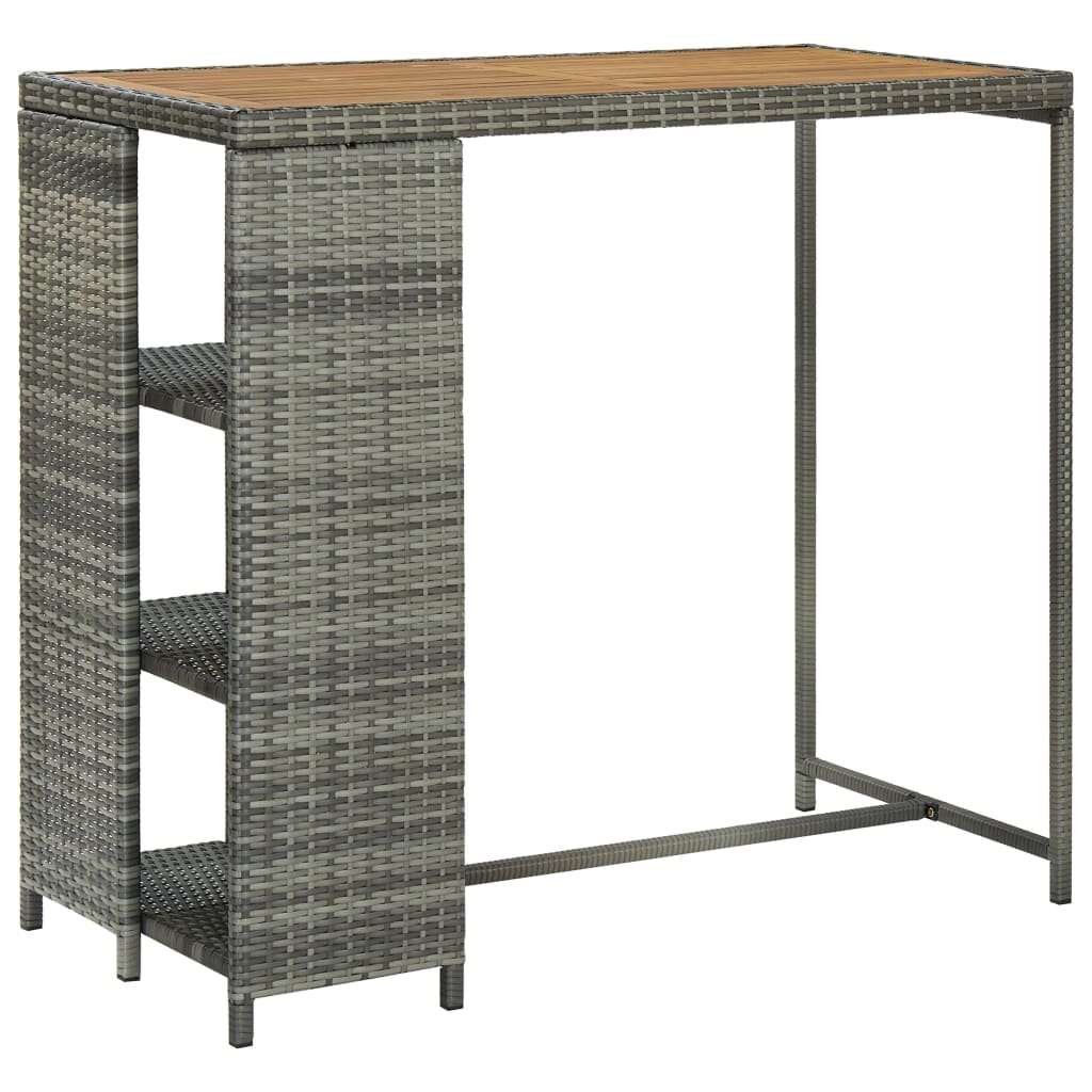 Mesa Bar Estante Almacenaje 120X60X110 Cm Ratán Sintético Gris