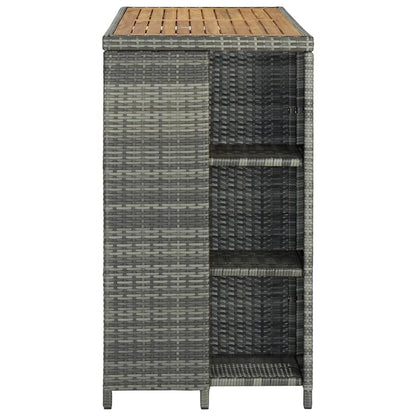 Mesa Bar Estante Almacenaje 120X60X110 Cm Ratán Sintético Gris