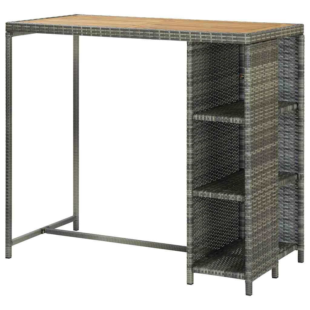 Mesa Bar Estante Almacenaje 120X60X110 Cm Ratán Sintético Gris
