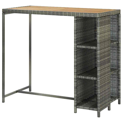 Mesa Bar Estante Almacenaje 120X60X110 Cm Ratán Sintético Gris