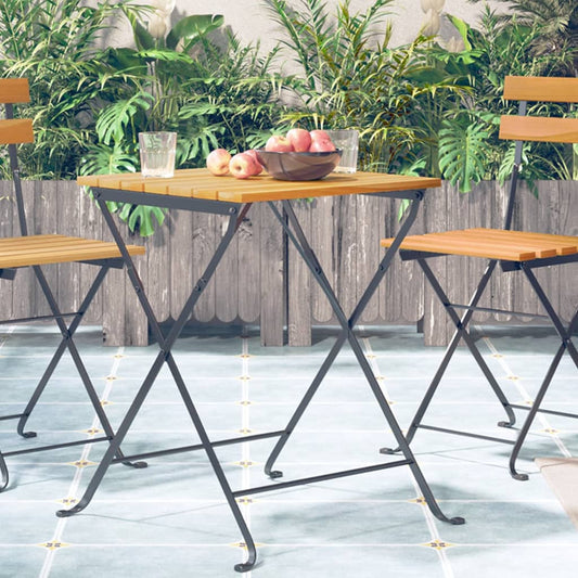 Mesa Bistró De Terraza Madera Maciza De Acacia 55X54X71 Cm