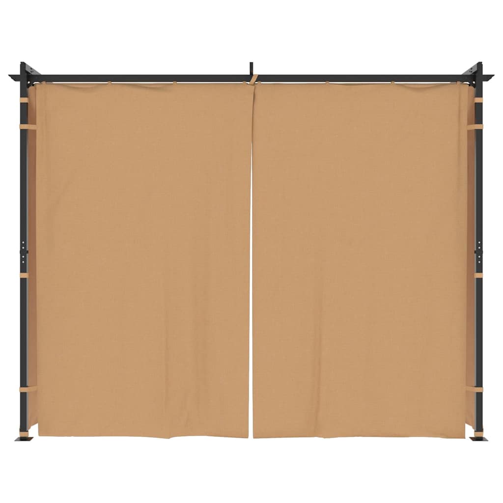 Cenador Con Cortinas Acero Gris Taupe