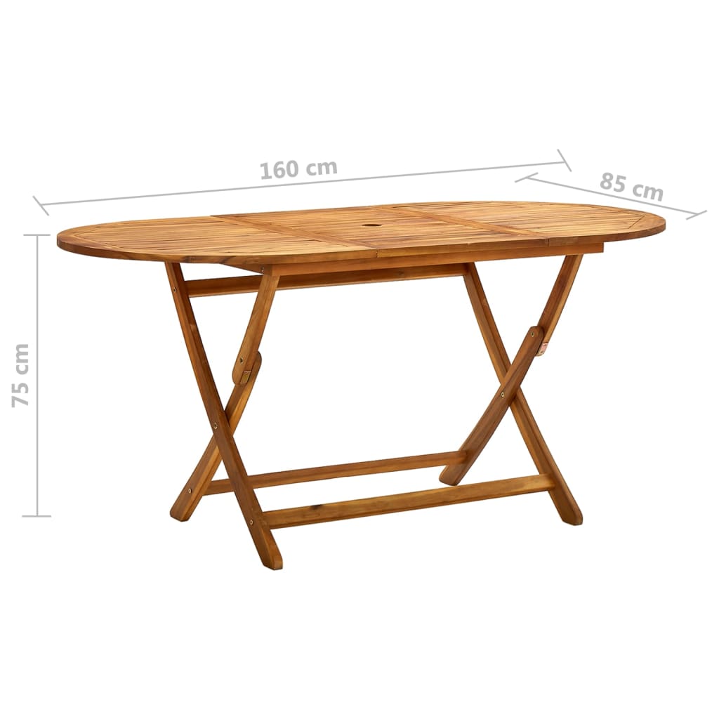Mesa De Jardín Plegable Madera Maciza De Acacia