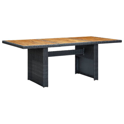 Mesa De Jardín Ratán Sintético Madera Maciza Acacia Gris Oscuro