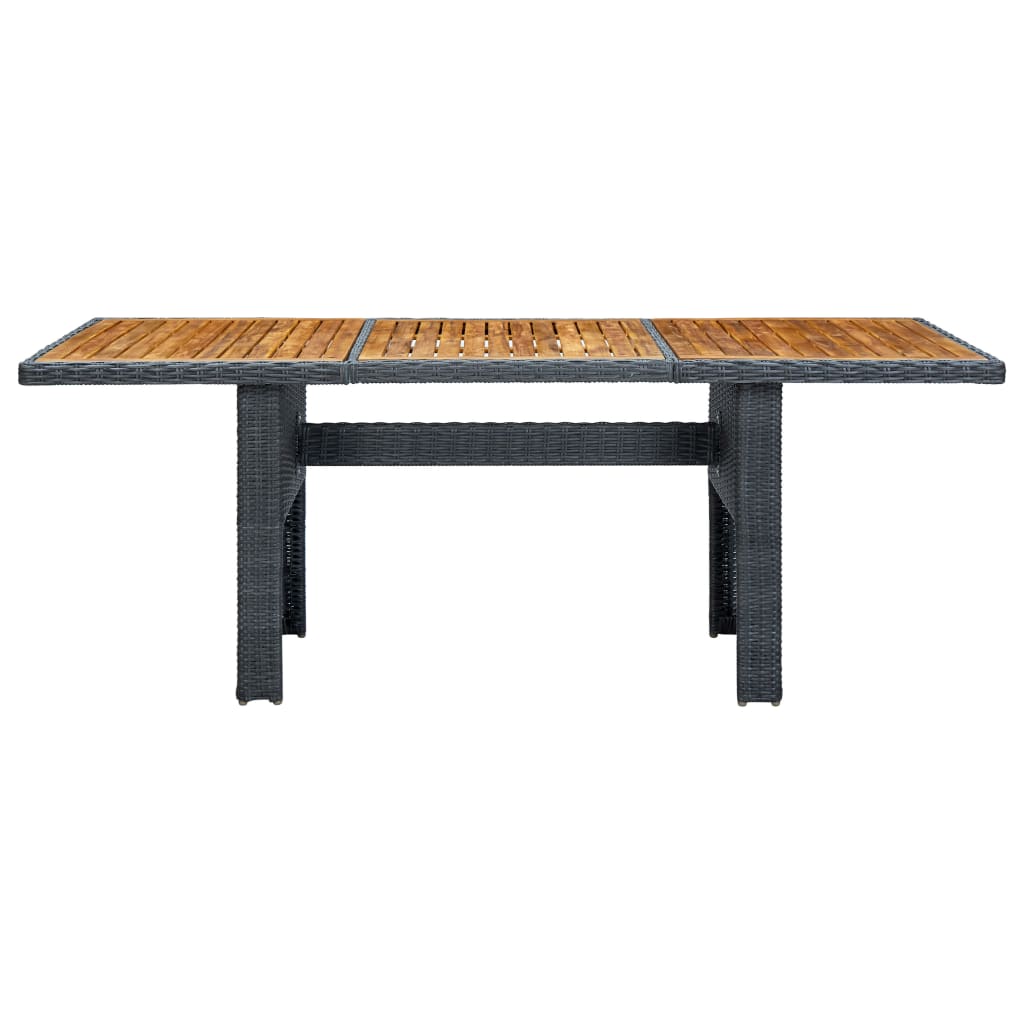 Mesa De Jardín Ratán Sintético Madera Maciza Acacia Gris Oscuro