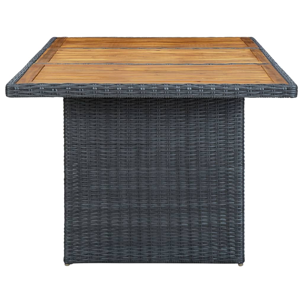 Mesa De Jardín Ratán Sintético Madera Maciza Acacia Gris Oscuro