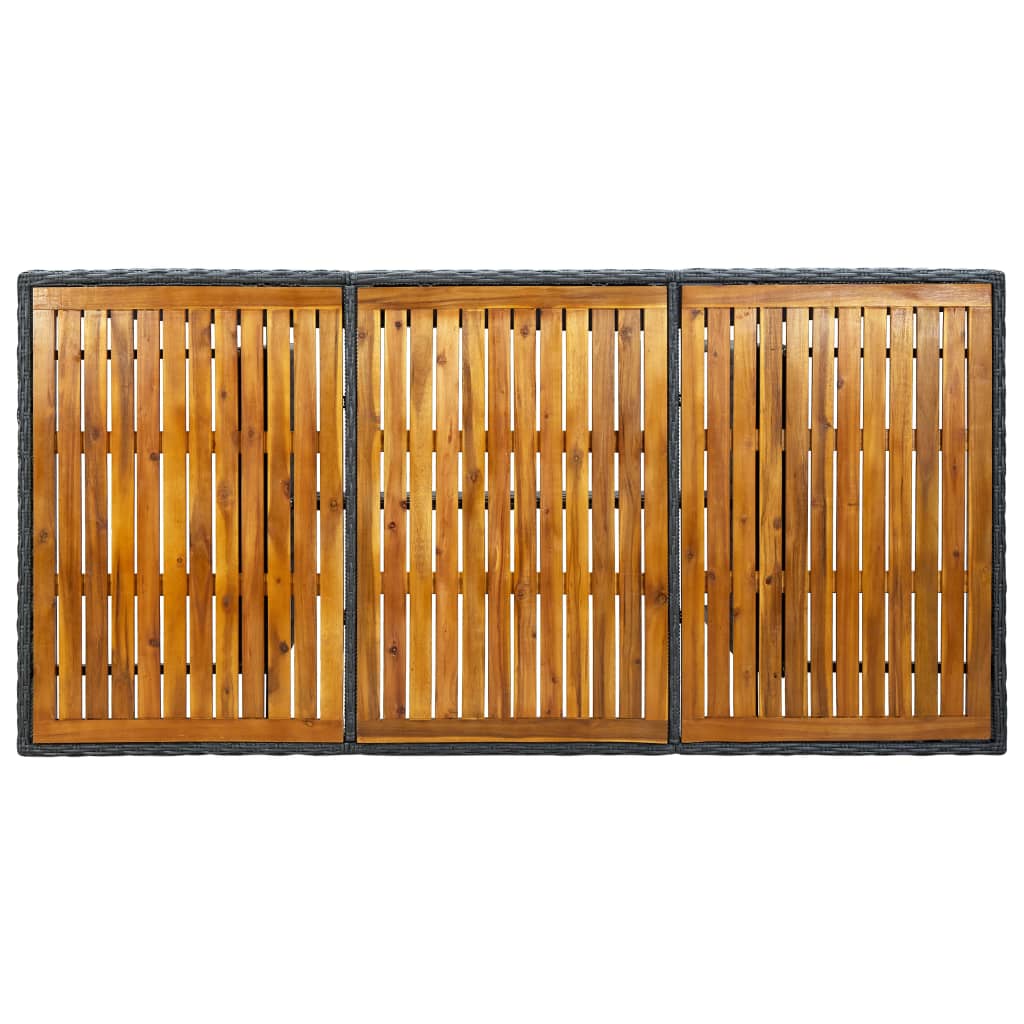 Mesa De Jardín Ratán Sintético Madera Maciza Acacia Gris Oscuro